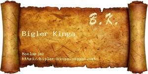 Bigler Kinga névjegykártya
